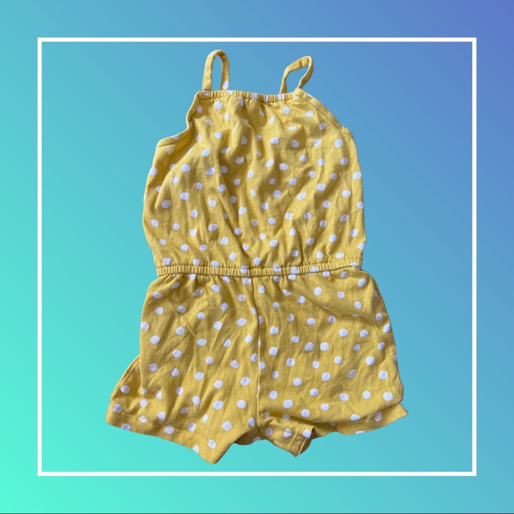 Yellow Polka Dot Romper—18/24m